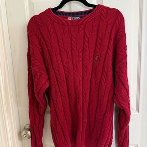 Ralph Lauren Men's Red Cable Knit Crewneck Sweater